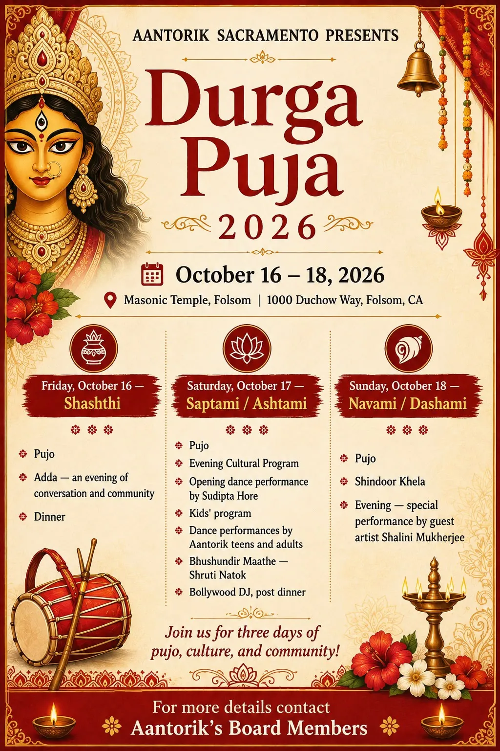 Aantorik Durga Puja 2026 flyer